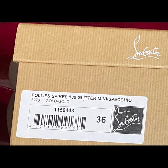 Christian Louboutin Follies Spikes Gold 100Glitter - Picture 3 of 5